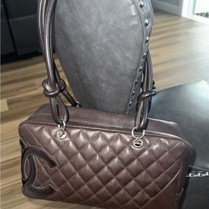 Chanel CC Chocolate Quilted Cambon Ligne Bowler Shoulder Bag